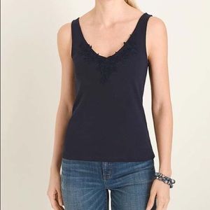 NWOT Chico’s Classic Navy Lace-Accent Camisole